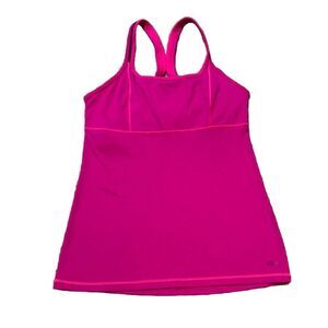 Victoria's Secret VSX Sport Tank Top Size M Hot‎ Pink Black Mesh Racerback Bra